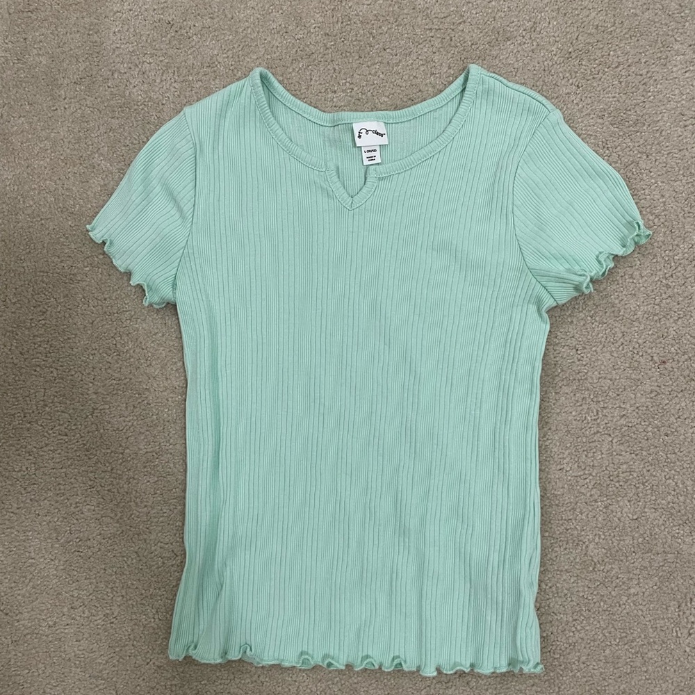 Girls ribbed light green t-shirt